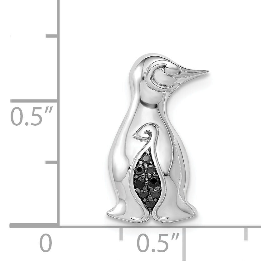 14k White Gold Black Diamond Penguins Chain Slide-PM4121-BK-005-WA