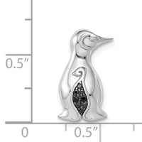 14k White Gold Black Diamond Penguins Chain Slide-PM4121-BK-005-WA