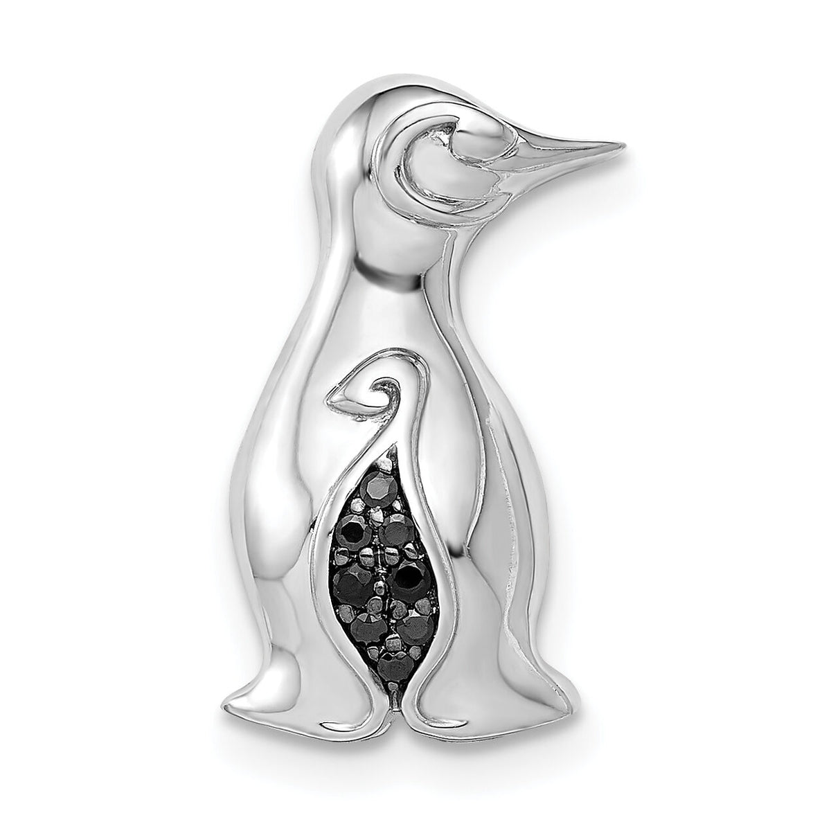 14k White Gold Black Diamond Penguins Chain Slide-PM4121-BK-005-WA