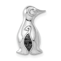 14k White Gold Black Diamond Penguins Chain Slide-PM4121-BK-005-WA