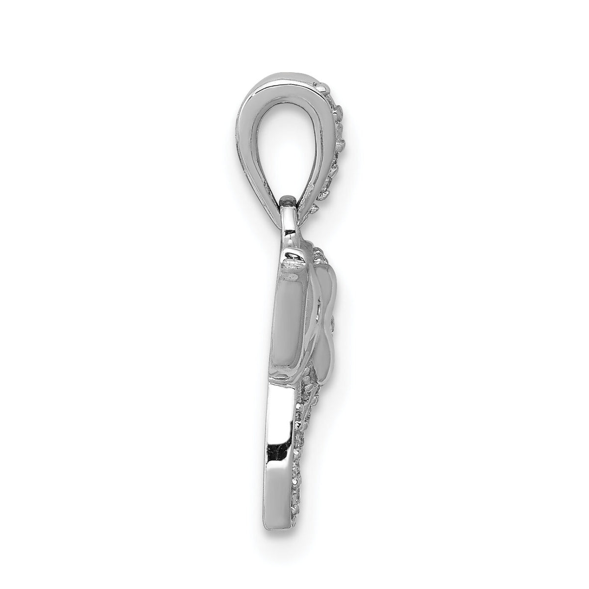 14k White Gold Diamond Elephant Pendant-PM4123-017-WA