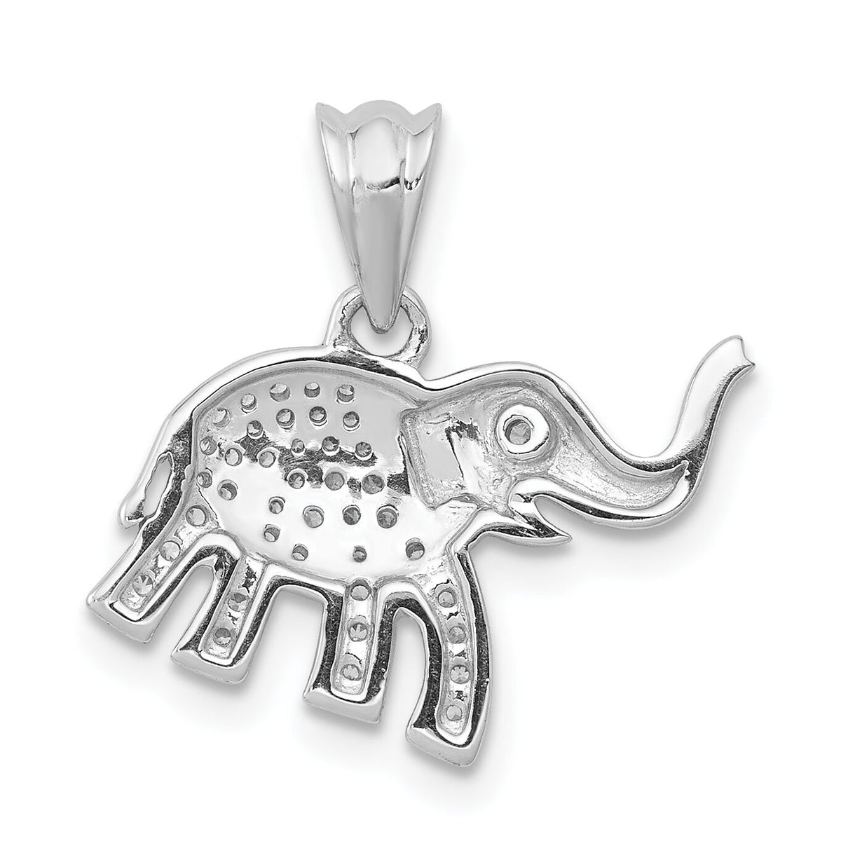 14k White Gold Diamond Elephant Pendant-PM4123-017-WA