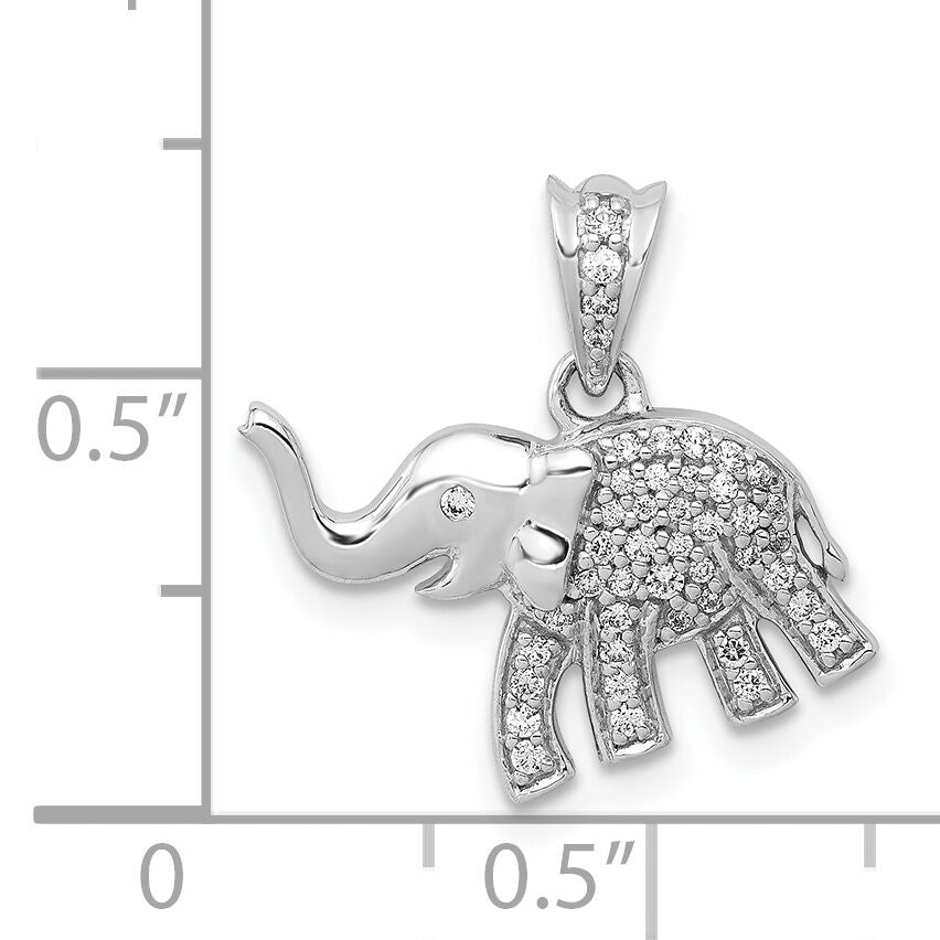 14k White Gold Diamond Elephant Pendant-PM4123-017-WA