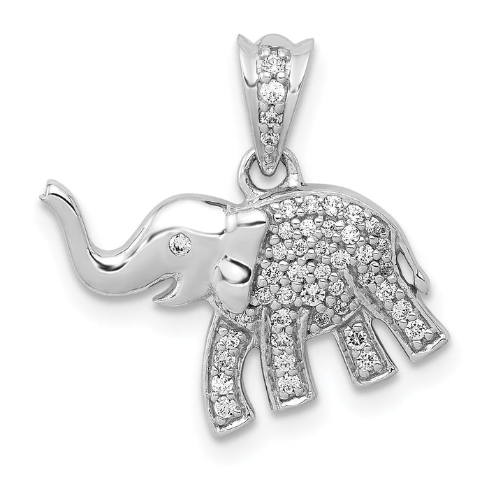 14k White Gold Diamond Elephant Pendant-PM4123-017-WA
