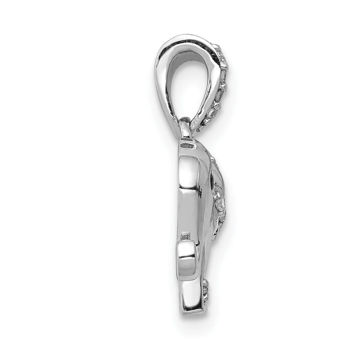 14k White Gold Black/White Diamond Elephant Pendant-PM4124-009-WA