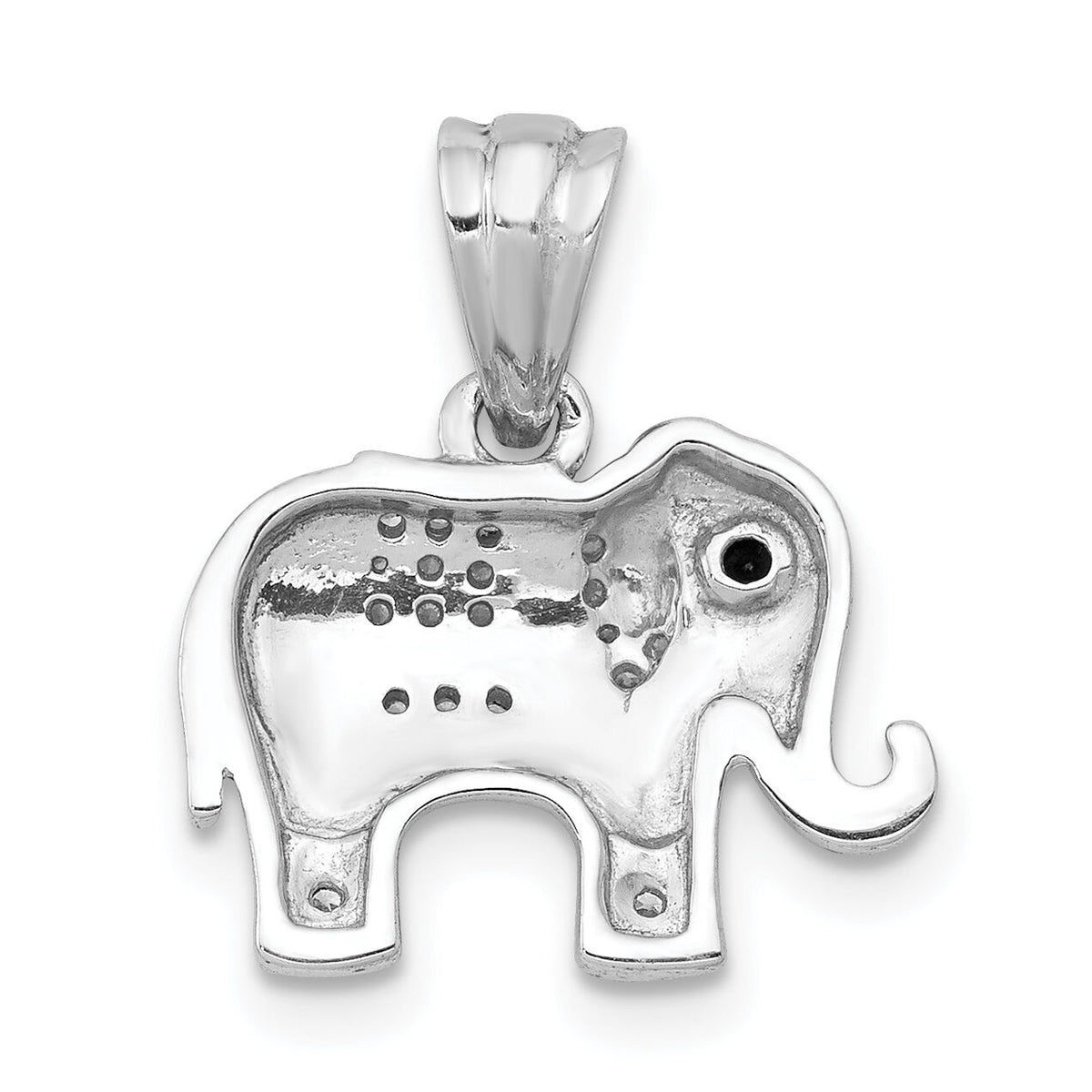 14k White Gold Black/White Diamond Elephant Pendant-PM4124-009-WA