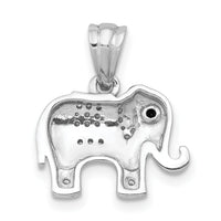 14k White Gold Black/White Diamond Elephant Pendant-PM4124-009-WA