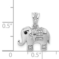 14k White Gold Black/White Diamond Elephant Pendant-PM4124-009-WA