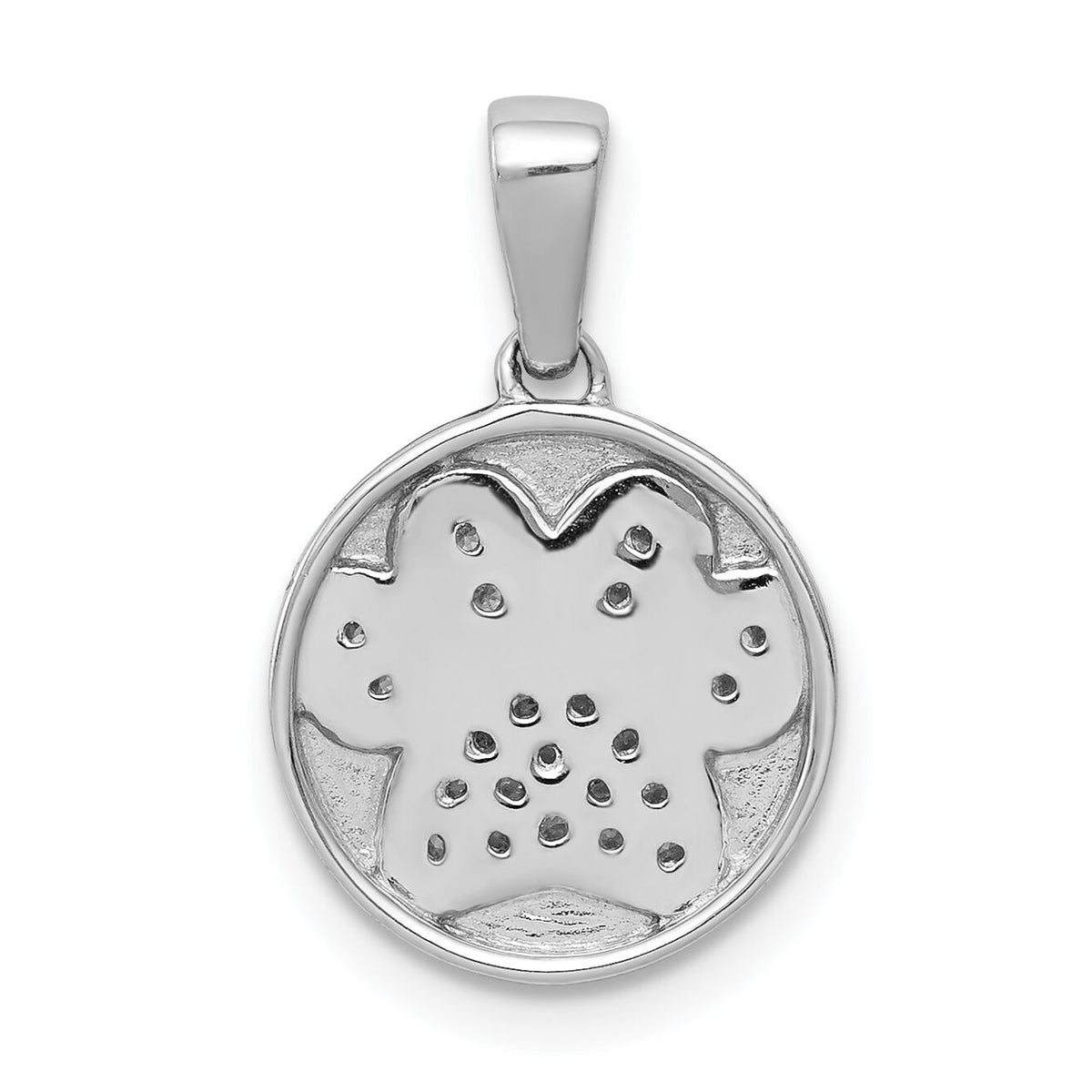 14k White Gold Diamond Paw Print in Circle Pendant-PM4125-011-WA