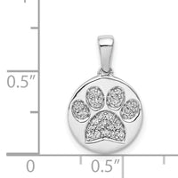 14k White Gold Diamond Paw Print in Circle Pendant-PM4125-011-WA
