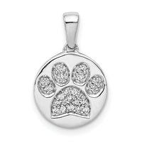 14k White Gold Diamond Paw Print in Circle Pendant-PM4125-011-WA