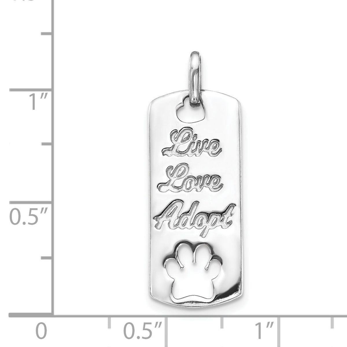14k White Gold Polished Live Love Adopt Paw Dag Tag Pendant-PM4126-W