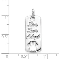 14k White Gold Polished Live Love Adopt Paw Dag Tag Pendant-PM4126-W