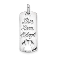 14k White Gold Polished Live Love Adopt Paw Dag Tag Pendant-PM4126-W