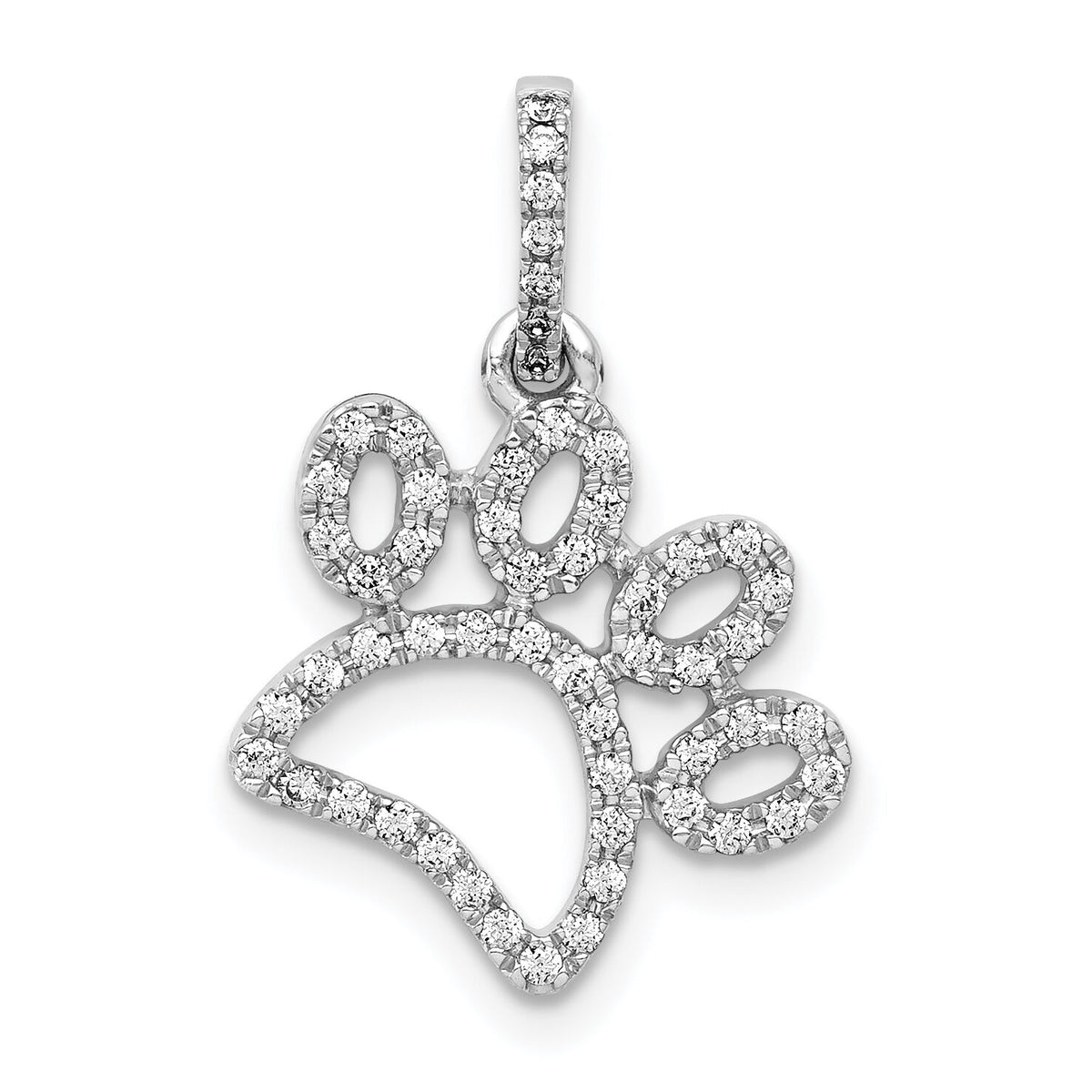 14k White Gold 1/4ct. Diamond Paw Print Pendant-PM4127-025-WA