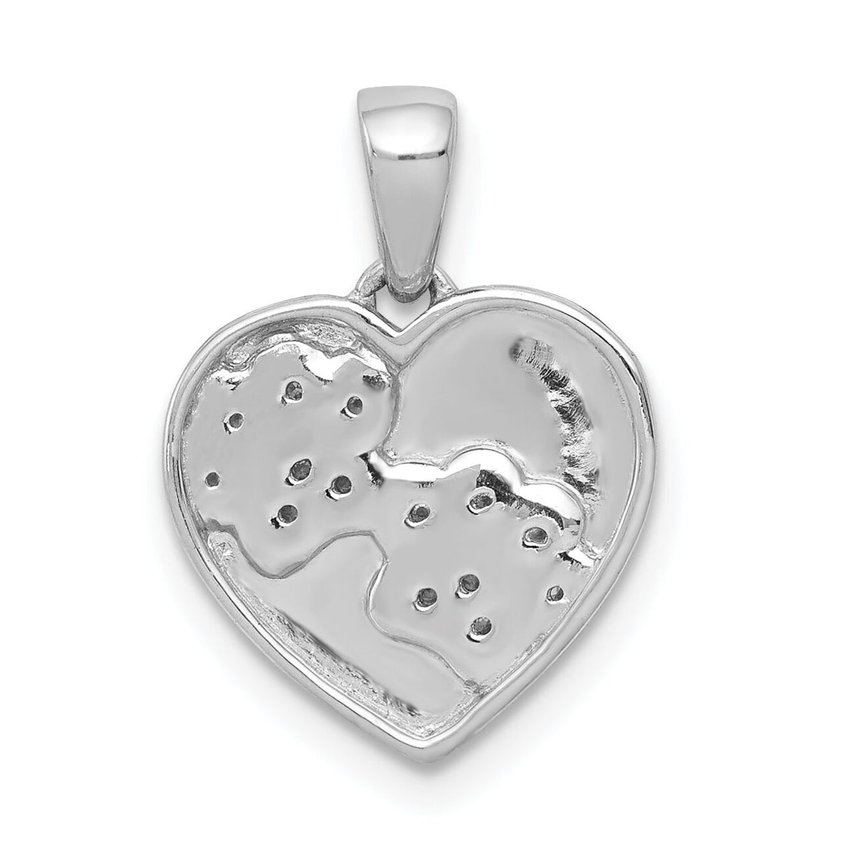 14k White Gold Diamond Paw Prints Heart Pendant-PM4128-005-WA