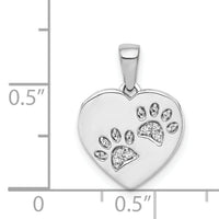14k White Gold Diamond Paw Prints Heart Pendant-PM4128-005-WA
