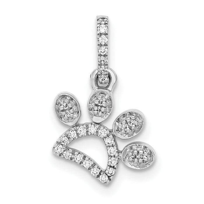 14k White Gold 1/10ct. Diamond Paw Print Pendant-PM4130-011-WA