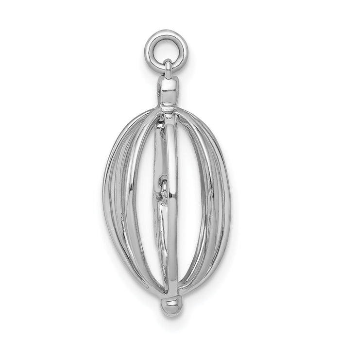 14k White Gold Diamond Bird in Cage Pendant-PM4131-003-WA