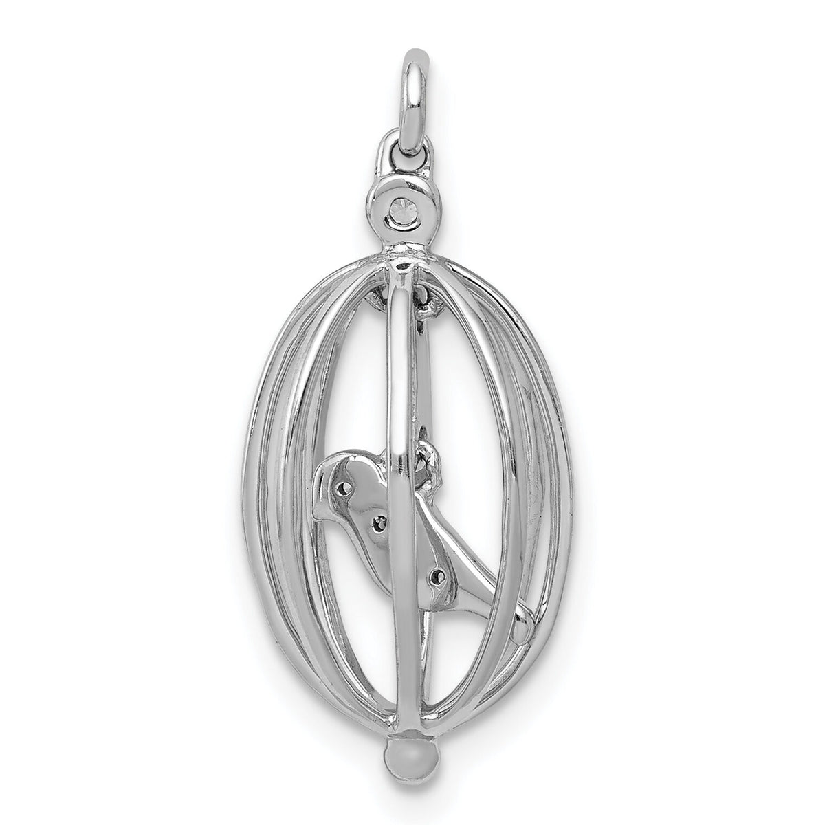 14k White Gold Diamond Bird in Cage Pendant-PM4131-003-WA