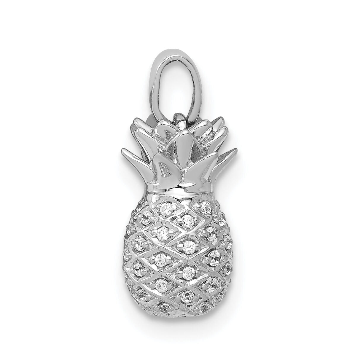 14k White Gold Diamond Pineapple Pendant-PM4132-015-WA