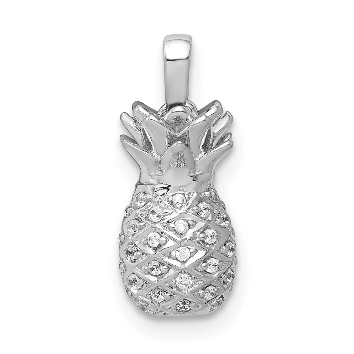 14k White Gold Diamond Pineapple Pendant-PM4132-015-WA