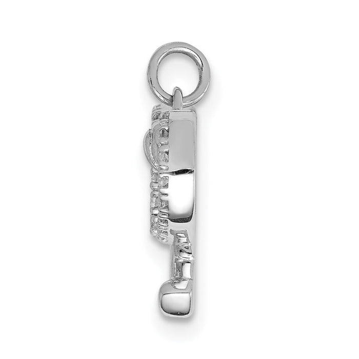14k White Gold Diamond Rackets and Ball Pendant-PM4134-010-WA