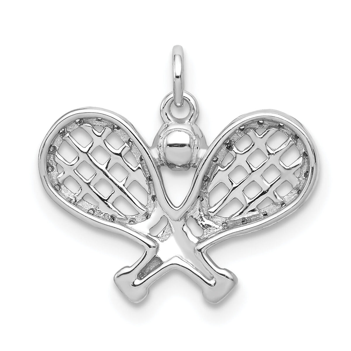 14k White Gold Diamond Rackets and Ball Pendant-PM4134-010-WA