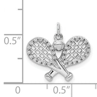 14k White Gold Diamond Rackets and Ball Pendant-PM4134-010-WA