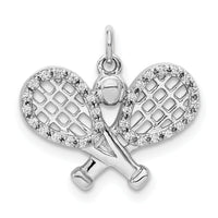 14k White Gold Diamond Rackets and Ball Pendant-PM4134-010-WA