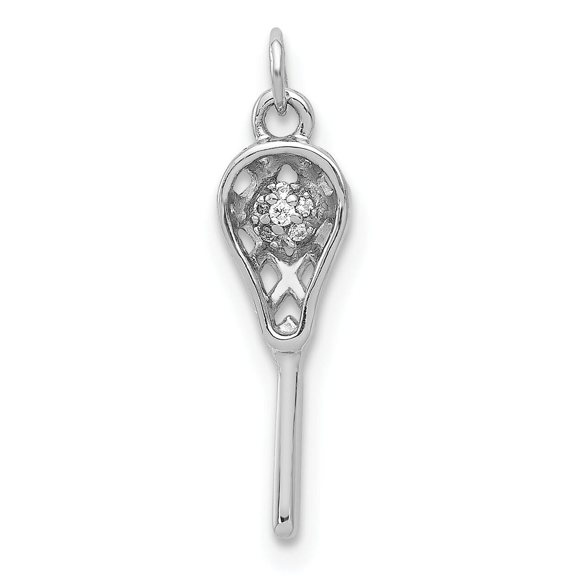 14k White Gold Diamond Lacrosse Stick Pendant-PM4139-002-WA