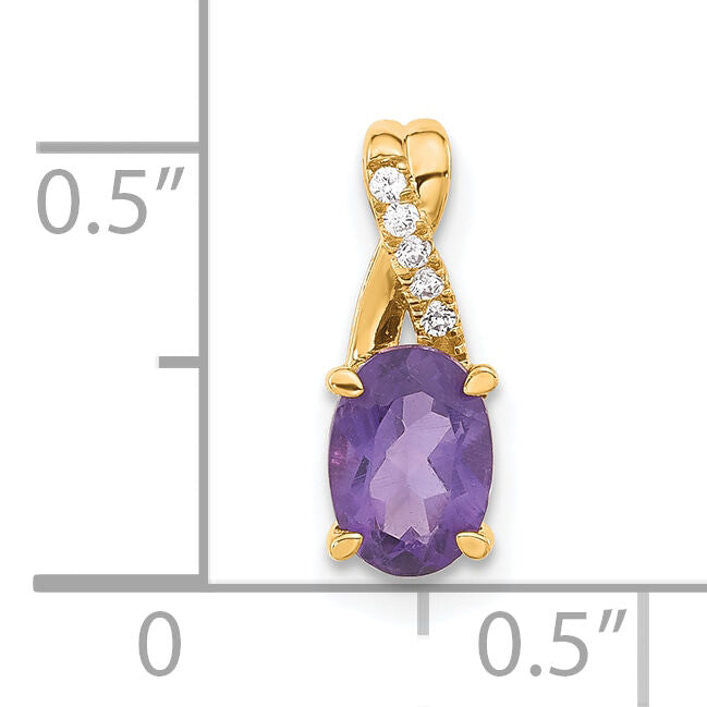 14K Oval Amethyst and Diamond Pendant-PM4235-AM-003-4YA