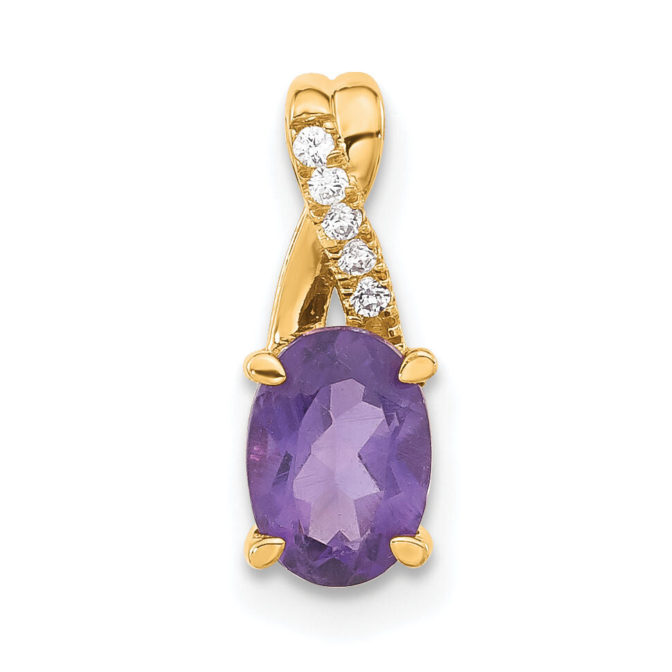 14K Oval Amethyst and Diamond Pendant-PM4235-AM-003-4YA