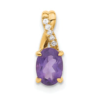 14K Oval Amethyst and Diamond Pendant-PM4235-AM-003-4YA