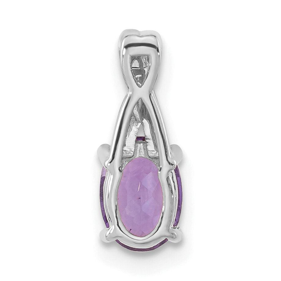 14k White Gold Oval Amethyst and Diamond Pendant-PM4235-AM-003-WA