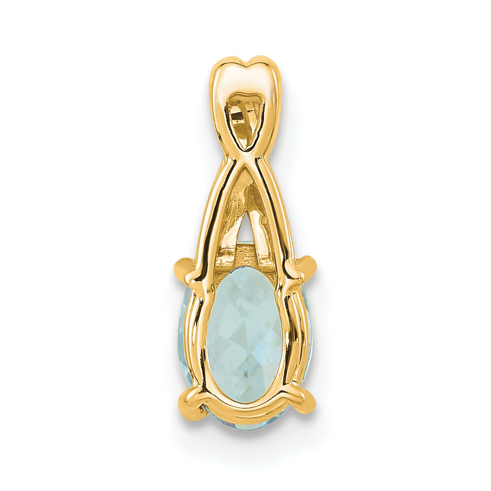 14K Oval Aquamarine and Diamond Pendant-PM4235-AQ-003-4YA