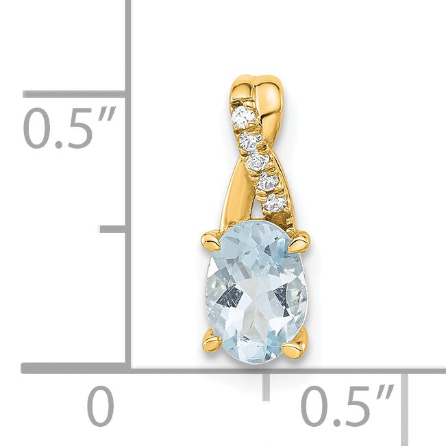 14K Oval Aquamarine and Diamond Pendant-PM4235-AQ-003-4YA