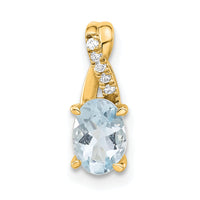 14K Oval Aquamarine and Diamond Pendant-PM4235-AQ-003-4YA