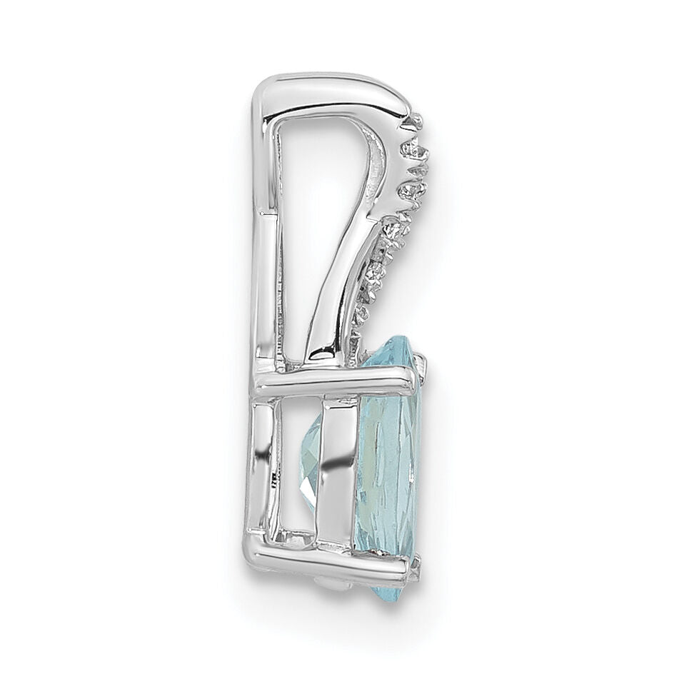 14K White Gold Oval Aquamarine and Diamond Pendant-PM4235-AQ-003-WA