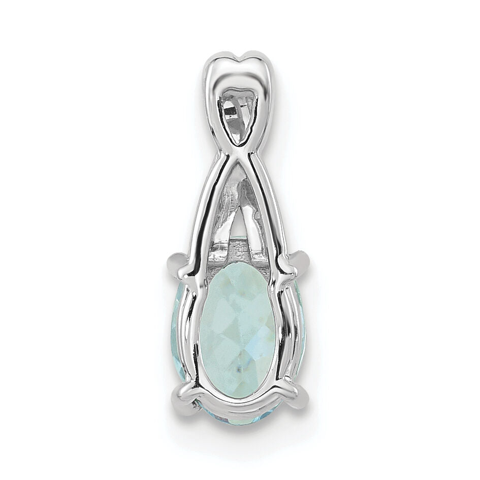 14K White Gold Oval Aquamarine and Diamond Pendant-PM4235-AQ-003-WA