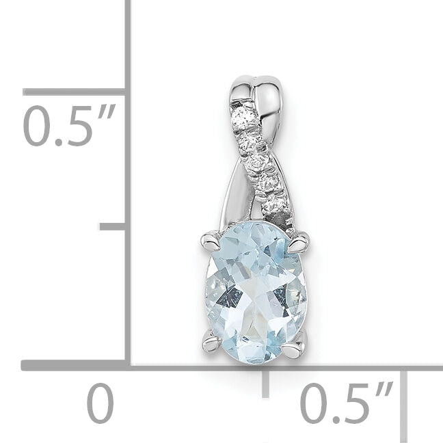 14K White Gold Oval Aquamarine and Diamond Pendant-PM4235-AQ-003-WA