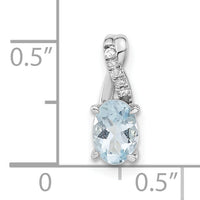 14K White Gold Oval Aquamarine and Diamond Pendant-PM4235-AQ-003-WA