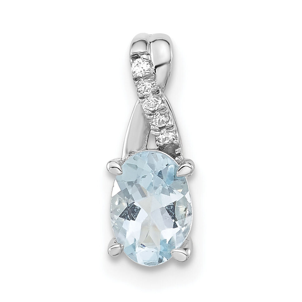 14K White Gold Oval Aquamarine and Diamond Pendant-PM4235-AQ-003-WA