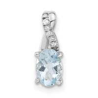 14K White Gold Oval Aquamarine and Diamond Pendant-PM4235-AQ-003-WA