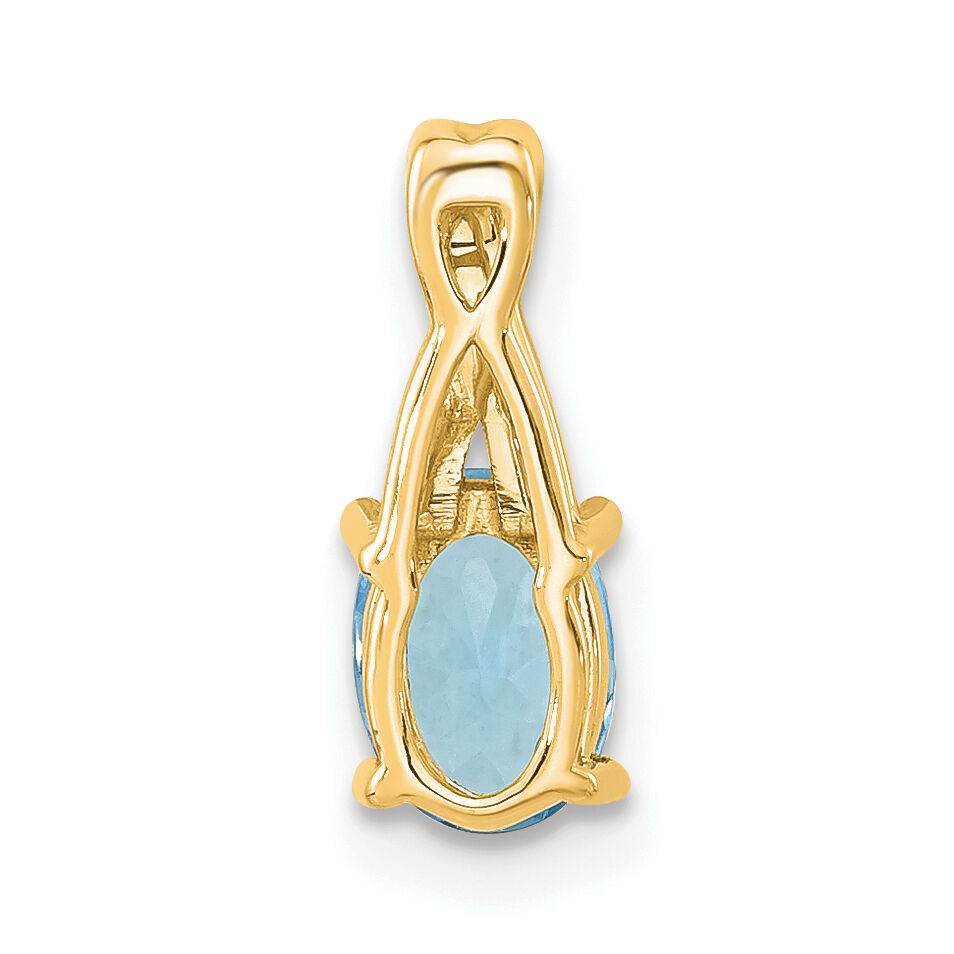 14K Oval Blue Topaz and Diamond Pendant-PM4235-BT-003-4YA