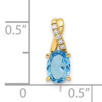 14K Oval Blue Topaz and Diamond Pendant-PM4235-BT-003-4YA