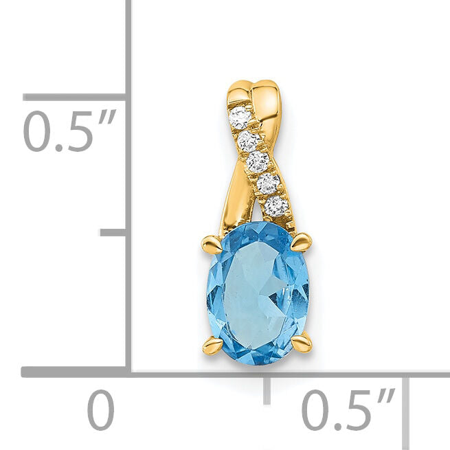14K Oval Blue Topaz and Diamond Pendant-PM4235-BT-003-4YA