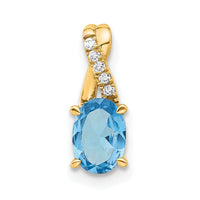 14K Oval Blue Topaz and Diamond Pendant-PM4235-BT-003-4YA
