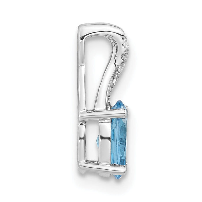 14k White Gold Oval Blue Topaz and Diamond Pendant-PM4235-BT-003-WA