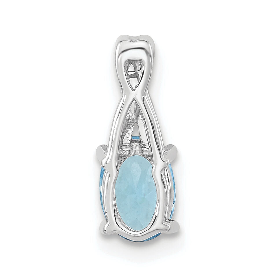 14k White Gold Oval Blue Topaz and Diamond Pendant-PM4235-BT-003-WA